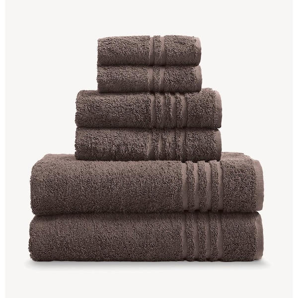 Turkish Cotton 6 Piece Ensemble Towel Set - Brown